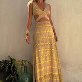 V-Neck Off Waist Sexy Split Slim Dress