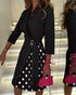 Autumn V-Neck Cinched Waist Printed Dress