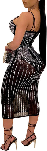 Women Long Sleeve Birthday Dresses Sexy Hot Diamond Process Sexy Dress Party Club Night Dress