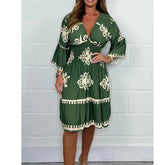 Elegant V-Neck Midi Dress
