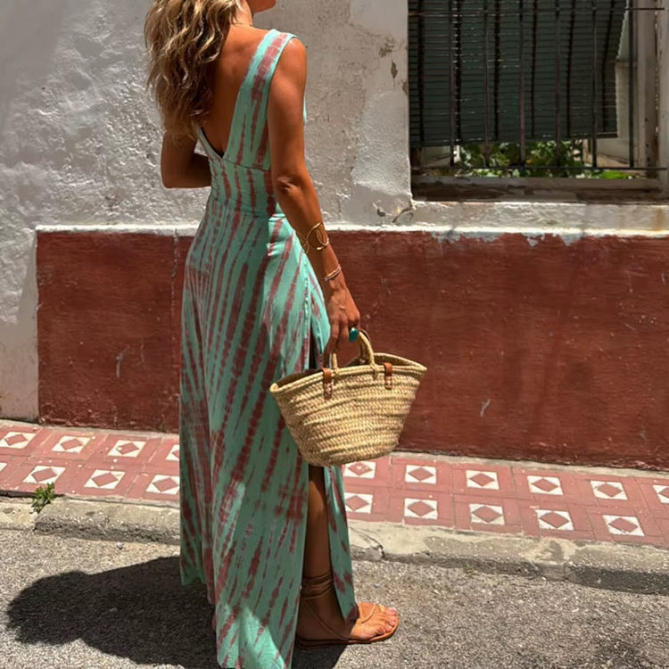 Elegant Sleeveless Split Long Dress for Women